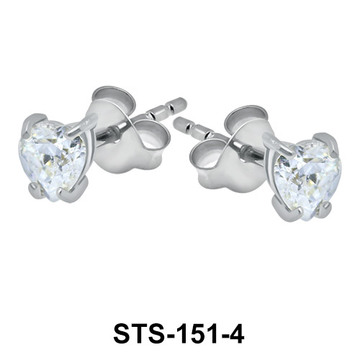 CZ Heart 4mm. Stud Earrings STS-151-4
